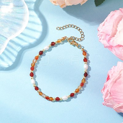 Natural Carnelian Beaded Bracelets BJEW-JB11763-01-1