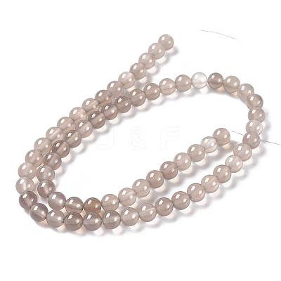 Natural Grey Agate Bead Strands G-R193-12-6mm-1