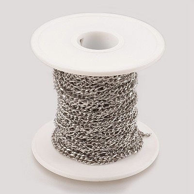 Tarnish Resistant Handmade 304 Stainless Steel Figaro Chains STAS-P200-07P-1