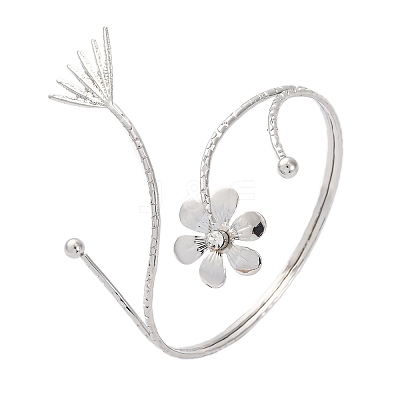 Flower Alloy Arm Cuff Bangles for Girl Women AJEW-A063-01G-P-1