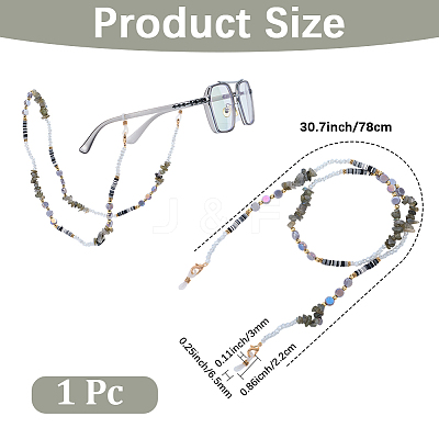 1Pc Polymer Clay with Alloy and Crystal Neck Strap for Eyeglasses AJEW-CN0005-04E-1