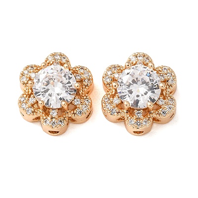 Brass Micro Pave Clear Cubic Zirconia Beads CU-CBAEC99-32G-01-1