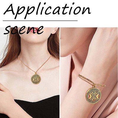 60Pcs Life of Tree Moon Charm Pendant Triple Moon Goddess Pendant Ancient Bronze for Jewelry Necklace Earring Making crafts JX339C-1