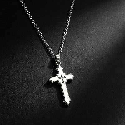 Alloy Acrylic Religion Cross Pendant Necklaces WG5E0A0-02-1