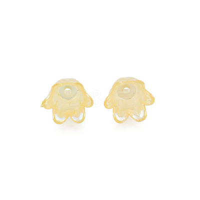 6-Petal Imitation Jelly Acrylic Bead Caps JACR-T002-02J-1