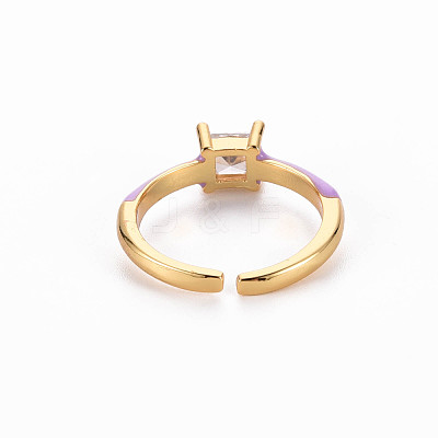 Brass Enamel Cuff Rings RJEW-T016-32C-NF-1