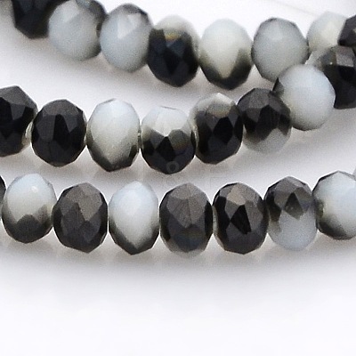 Half Plated Faceted Rondelle Glass Beads Strands GLAA-A024B-HP01-1