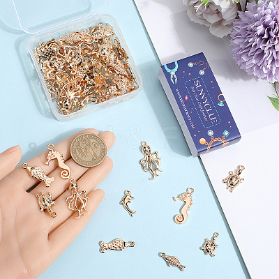 7 Styles Light Gold Marine animal Alloy Pendants FIND-SC0012-79-1