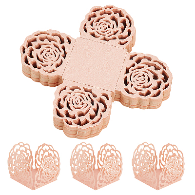 50Pcs Rose Flower Window Paper Candy Packaging Boxes CON-OC0001-78B-1