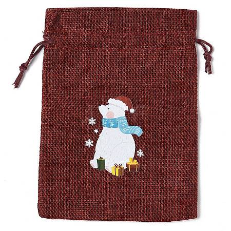 Christmas Theme Jute Cloth Storage Bags ABAG-F010-01B-04-1