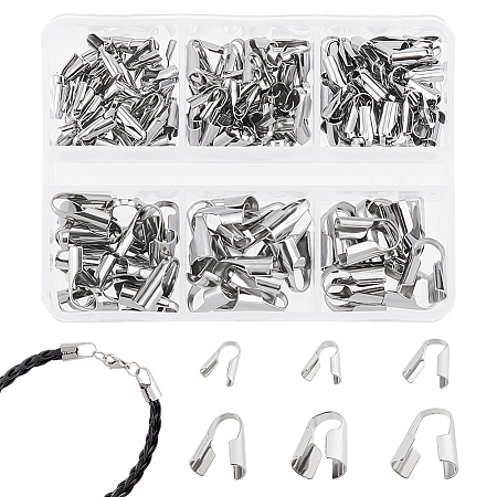 195Pcs 6 Styles 304 Stainless Steel Cord Ends FIND-GA0004-07-1