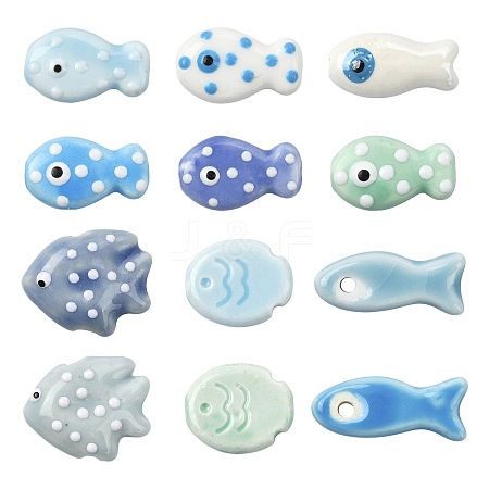 12Pcs 12 Styles Handmade Porcelain Beads PORC-FS0001-63-1