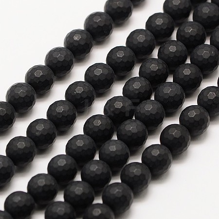 Frosted Natural Dyed & Heated Black Onyx Bead Strands G-A131-10mm-02-1
