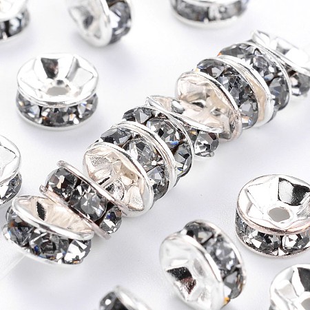 Brass Grade A Rhinestone Spacer Beads RSB037NF-03-1