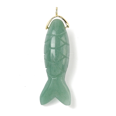 Natural Green Aventurine Carved Pendants G-P599-08G-06-1