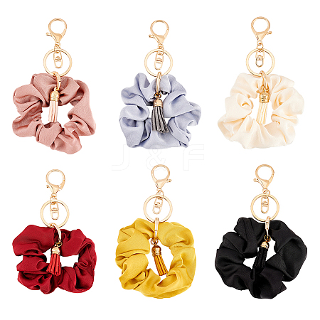 Fingerinspire 1 Set Cloth Elastic Scrunchie/Scrunchy Hair Ties Keychain KEYC-FG0001-13-1