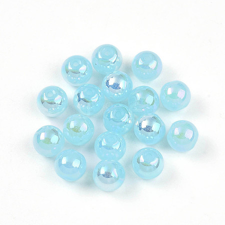 Electroplate Pearlized Glass Pearl Beads EGLA-T021-14B-07-1