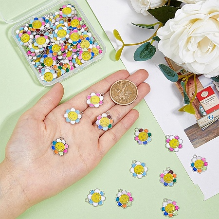 80Pcs 4 Colors  Alloy Enamel Charms FIND-DC0003-44-1