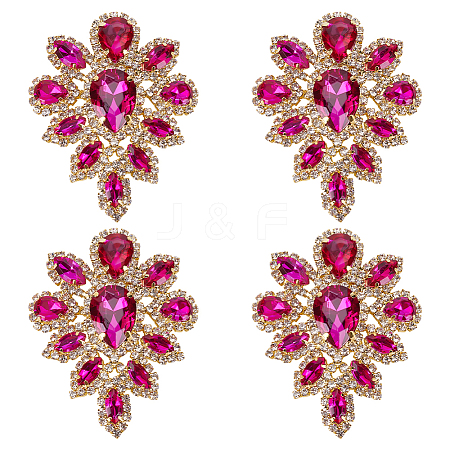 4Pcs Teardrop Shape Hotfix Rhinestone Iron on Patches PATC-FG0002-25A-1