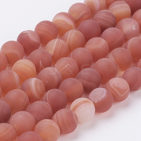 Natural Striped Agate/Banded Agate Bead Strands G-J376-12F-6mm-1