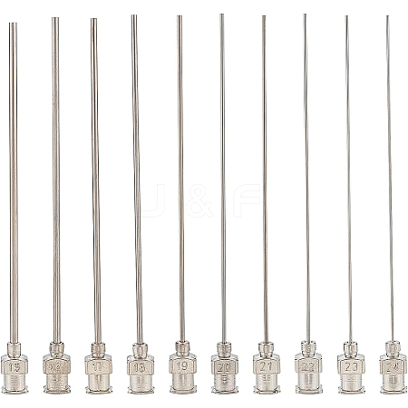 BENECREAT 20Pcs 10 Style Iron Dispensing Needles TOOL-BC0001-27-1