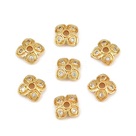 Brass Micro Pave Clear Cubic Zirconia Bead Caps CU-CBA6A75-26G-1