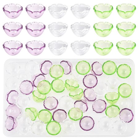 50Pcs 3 Colors Transparent Acrylic Bead Caps OACR-FS0002-45-1