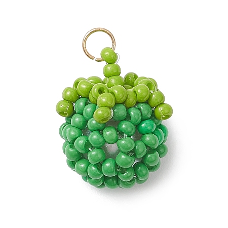 Glass Seed Beaded Tomato Pendants PALLOY-MZ01081-01-1