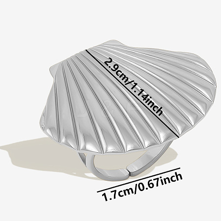 304 Stainless Steel Ocean Shell Beach Ring UR3075-1-1