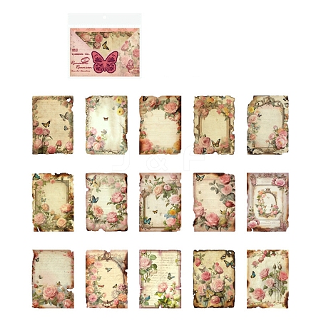 30 Sheets 15 Styles Stamp Theme Floral Scrapbook Paper Pads Book PW-WG97548-01-1