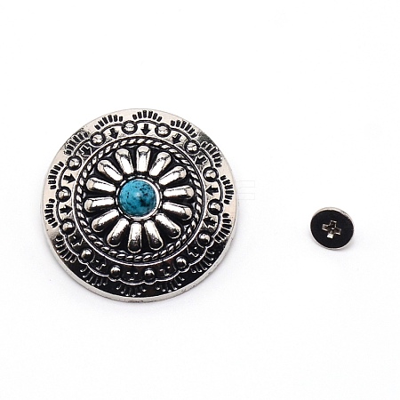 1-Hole Alloy & Turquoise Decorative Rivets PALLOY-WH0092-09D-P-1