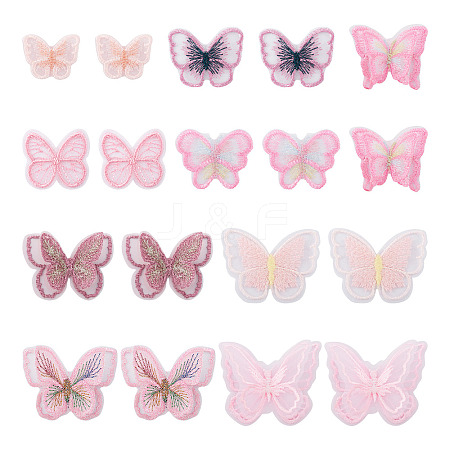 36Pcs 9 Style Butterfly Organgza Lace Embroidery Ornament Accessories DIY-BT0001-49-1
