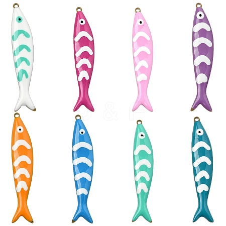 16Pcs 8 Colors 201 Stainless Steel Enamel Pendants STAS-YW0003-62-1