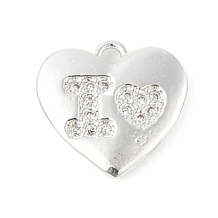 Brass Micro Pave Clear Cubic Zirconia Charms KK-R219-29S-1