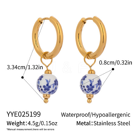 Stainless Steel Ceramic Hoop Earrings AZ9482-1-1