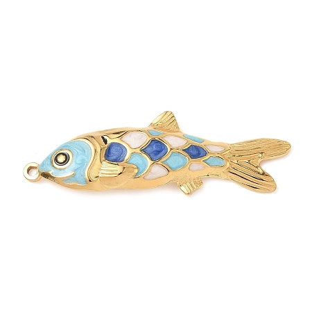 304 Stainless Steel Enamel Big Pendants STAS-L026-07G-01-1
