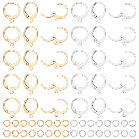 60Pcs 2 Color 304 Stainless Steel Leverback Earring Findings STAS-UN0057-76-1