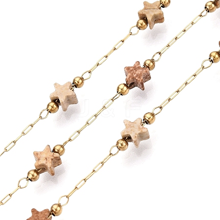 Natural Gemstone Star Beaded Chains CHS-T006-28G-1