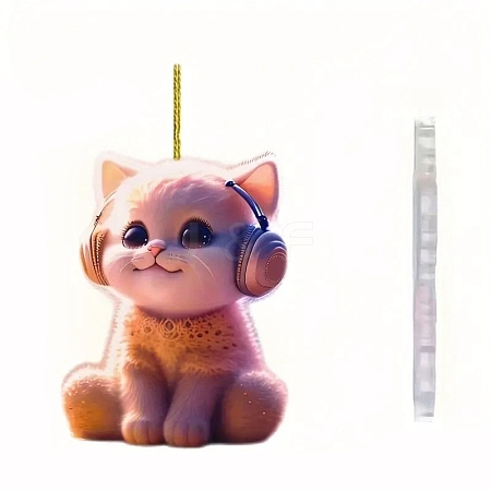 Cat with Headset Acrylic Hanging Ornaments PW-WG1CD2F-01-1