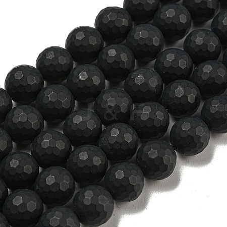 Natural Black Agate Beads Strands X-G-D710-8mm-06-1