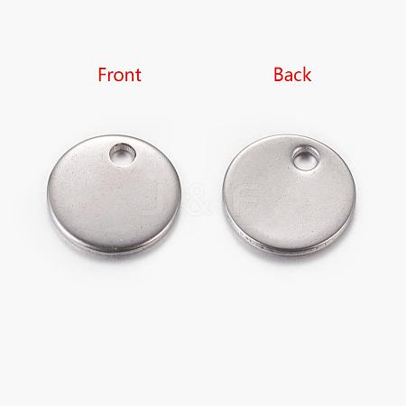 Tarnish Resistant Original Color Stamping Blank Tag Charms 304 Stainless Steel Flat Round Pendants X-STAS-Q056-1