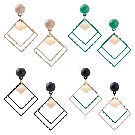 4 Pairs 4 Colors Alloy Dangle Stud Earrings EJEW-ME0001-12-1