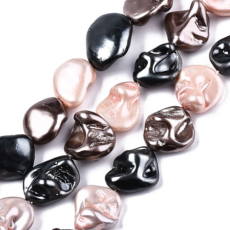 Electroplated Natural Freshwater Shell Beads Strands SHEL-R113-01A-1