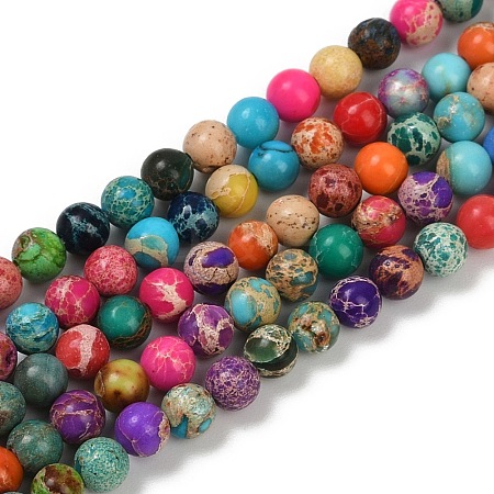 Dyed Natural Regalite/Imperial Jasper/Sea Sediment Jasper Beads Strands G-B124-C04-03-1