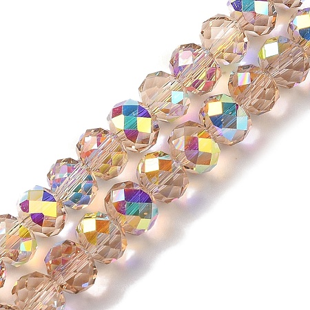 AB Color Plated Transparent Electroplate Beads Strands X-EGLA-H104-06F-1