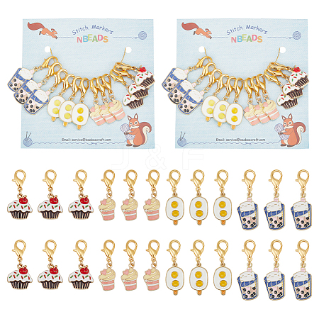 Alloy Enamel Ice Cream/Cake/Bubble Tea Pendant Locking Stitch Markers HJEW-PH01887-1