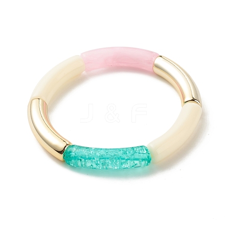 Acrylic Curved Tube Beaded Stretch Bracelet BJEW-JB07951-1
