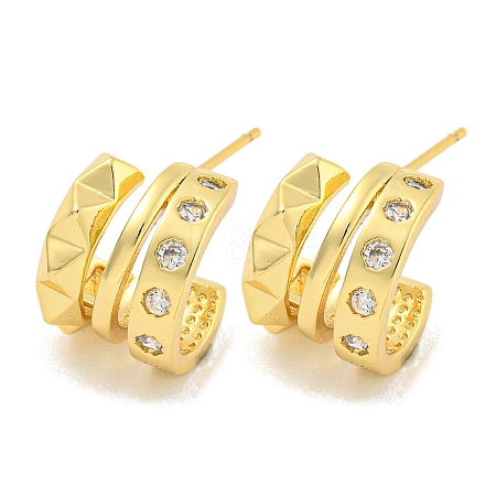 Rack Plating Brass Micro Pave Cubic Zirconia Styd Earrings EJEW-B061-08G-1