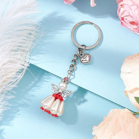 Acrylic Imitation Pearl Keychain KEYC-MZ00030-03-1