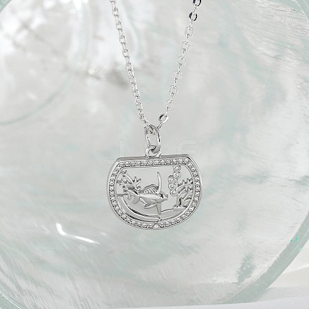 Ocean Summer Brass Pave Clear Cubic Zirconia Pendant Necklaces FS-WG82AA1-04-1